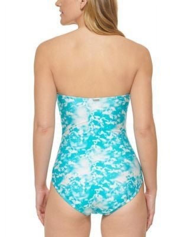 Calvin Klein   Printed -Notch Bandeau One-Piece Swimsuit,  18