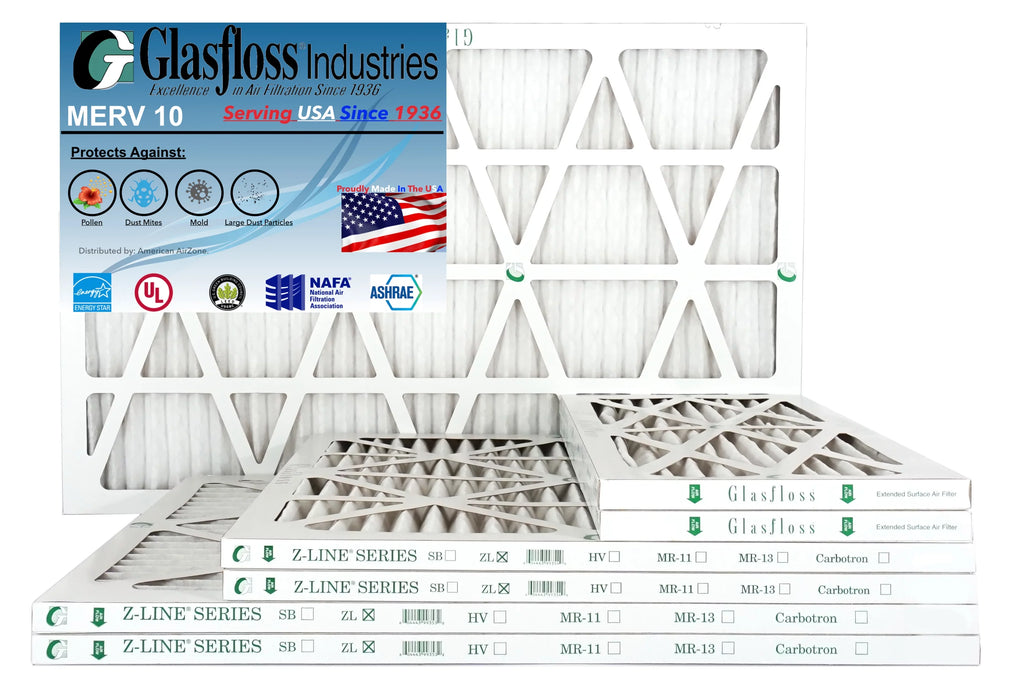 Glasfloss Air Filter 18x36x2 - 2"  10 - (Pack of 6) - Pleated  or  Air Filter - Furnace Air Filter - Home or Office - Made In The .
