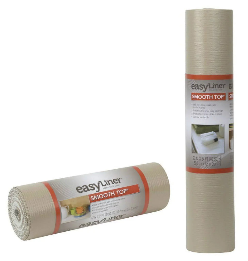 Duck Smooth Top EasyLiner Non-Adhesive Shelf Liner 20-Inch x 24-Foot and 12-Inch x 20-Foot, Taupe, 2 Rolls Total