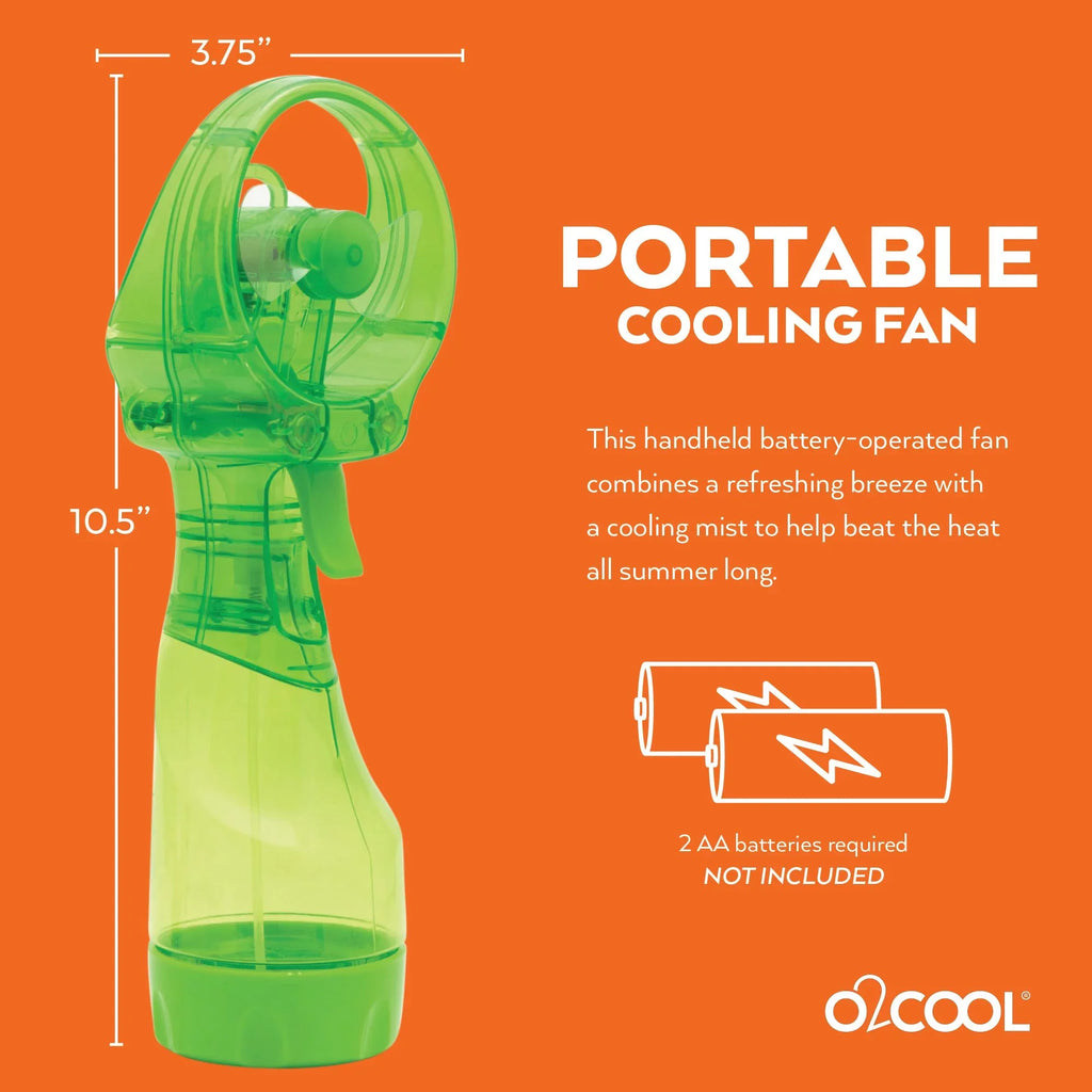 3.5 inch Battery Powered Misting Fan for Personal Cooling, Green, 2 Pack