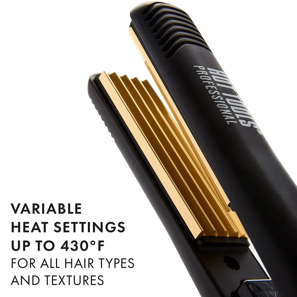 Hot Tools Pro Artist 24K Gold Crimping Iron , For Light Textured Crimps and Volume (1 in)