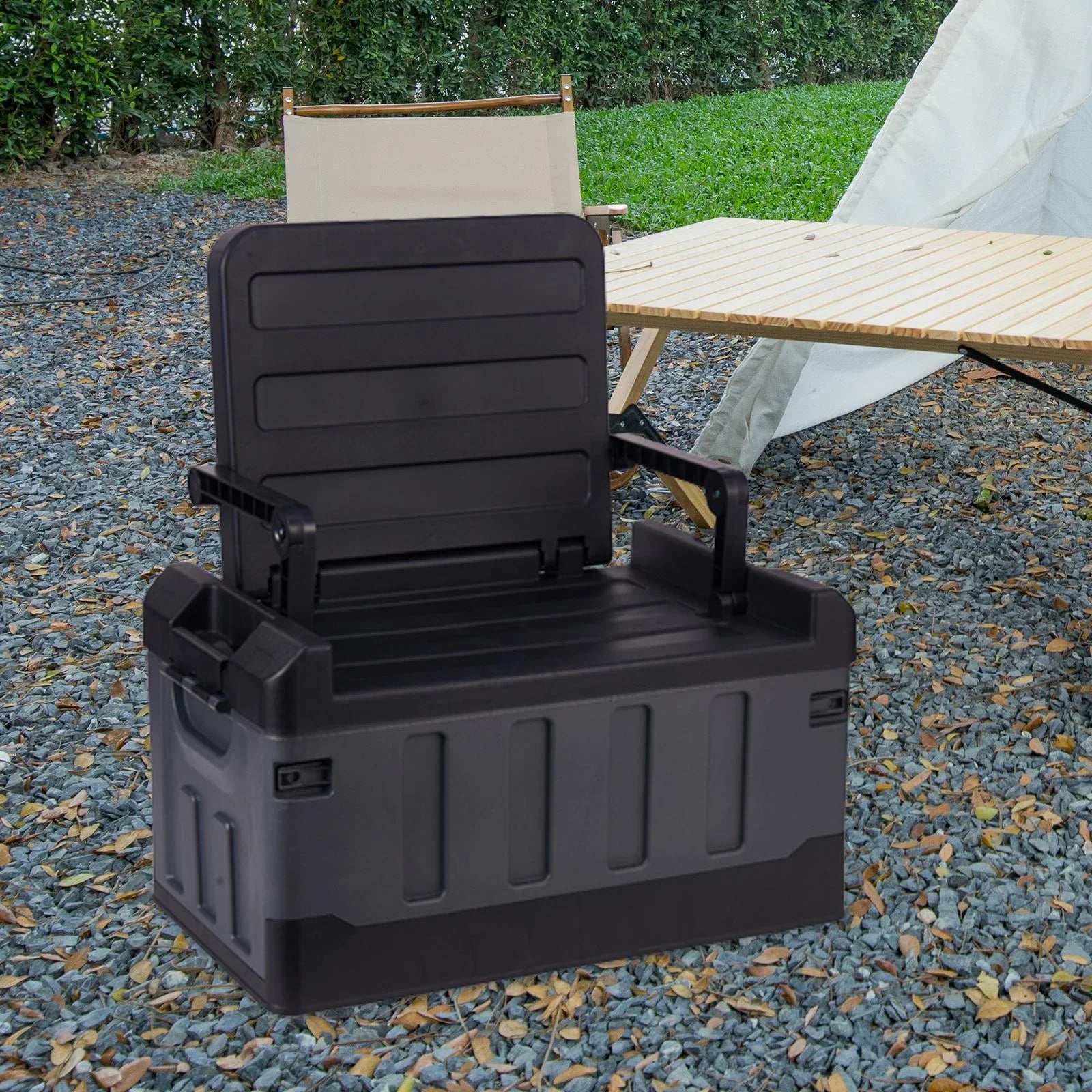 Car Trunk Organizer Crate Car Storage Bins for Sedan Home Office Backpacking Black