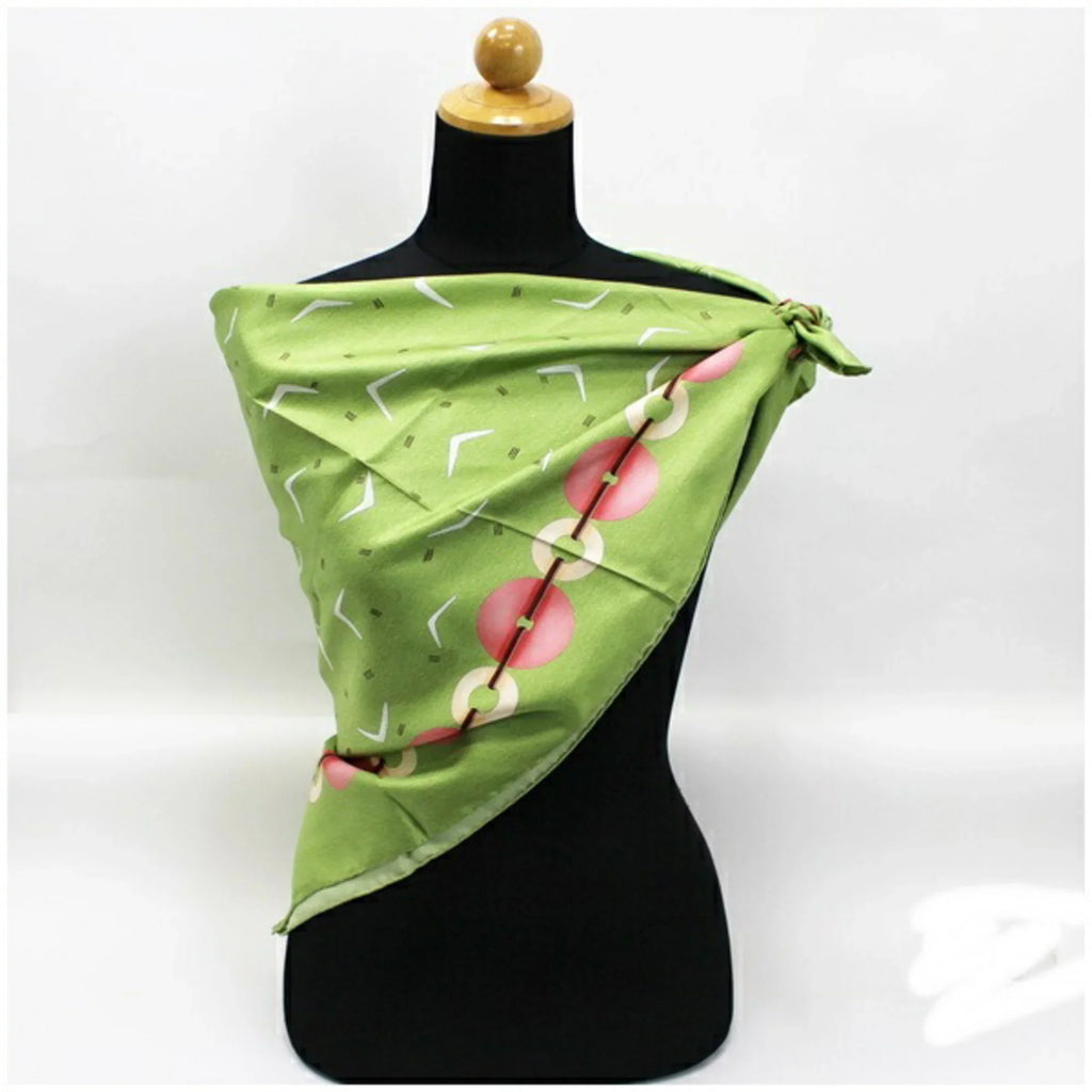 Pre-Owned Bvlgari Silk Scarf Muffler Green  Women's (Like New)