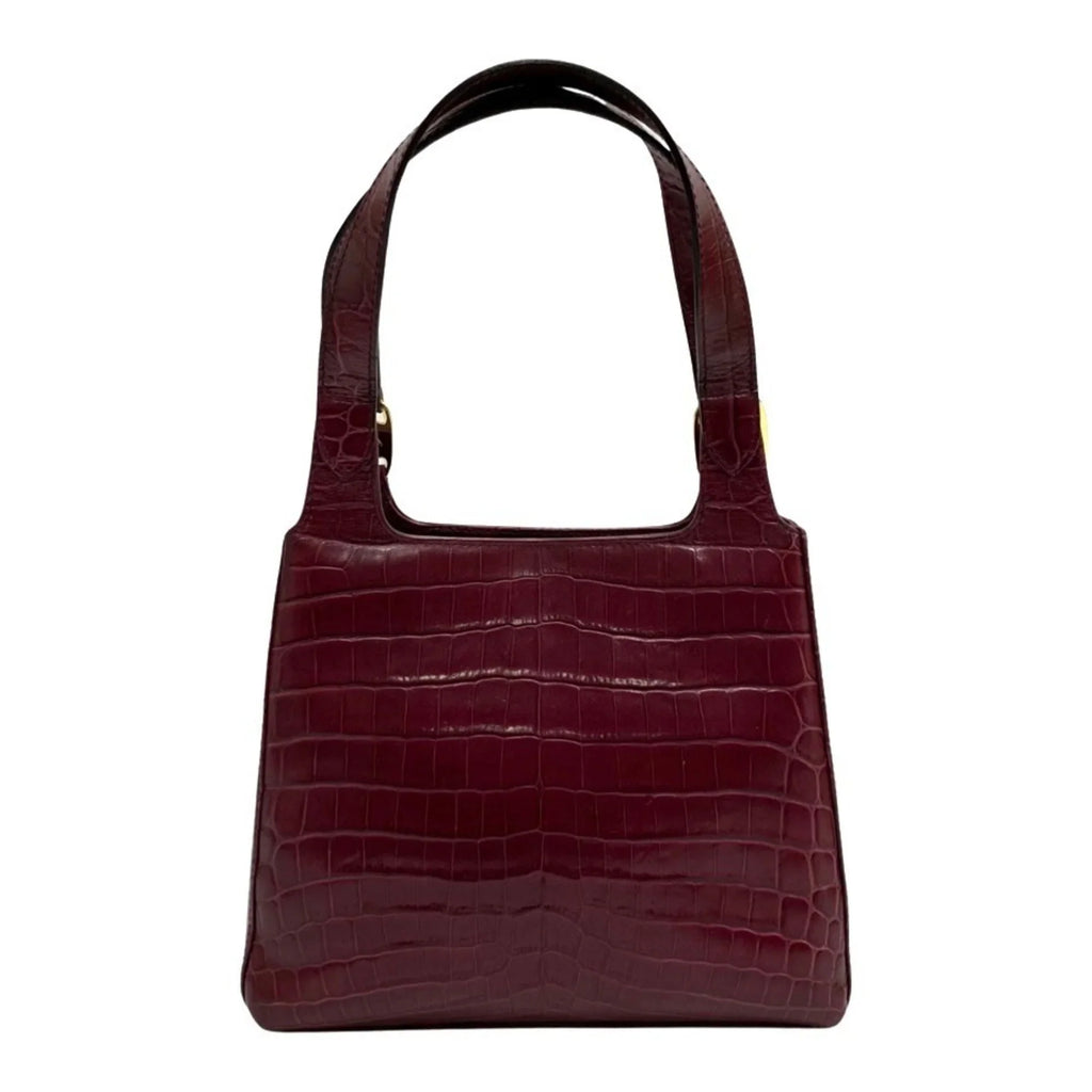 Pre-Owned Salvatore Ferragamo Logo Rose Hardware Leather 2way Handbag Shoulder Bag Wine Red (Good)