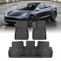 Distributors All Weather Season Proof Protection Guard  Rubber Floor Mats Liner Front & Rear Set Compatible/Replacement For Tesla Model 3 2017 2018 2019 2020 2021 2022 2023 17 18 19 20 21 22 23