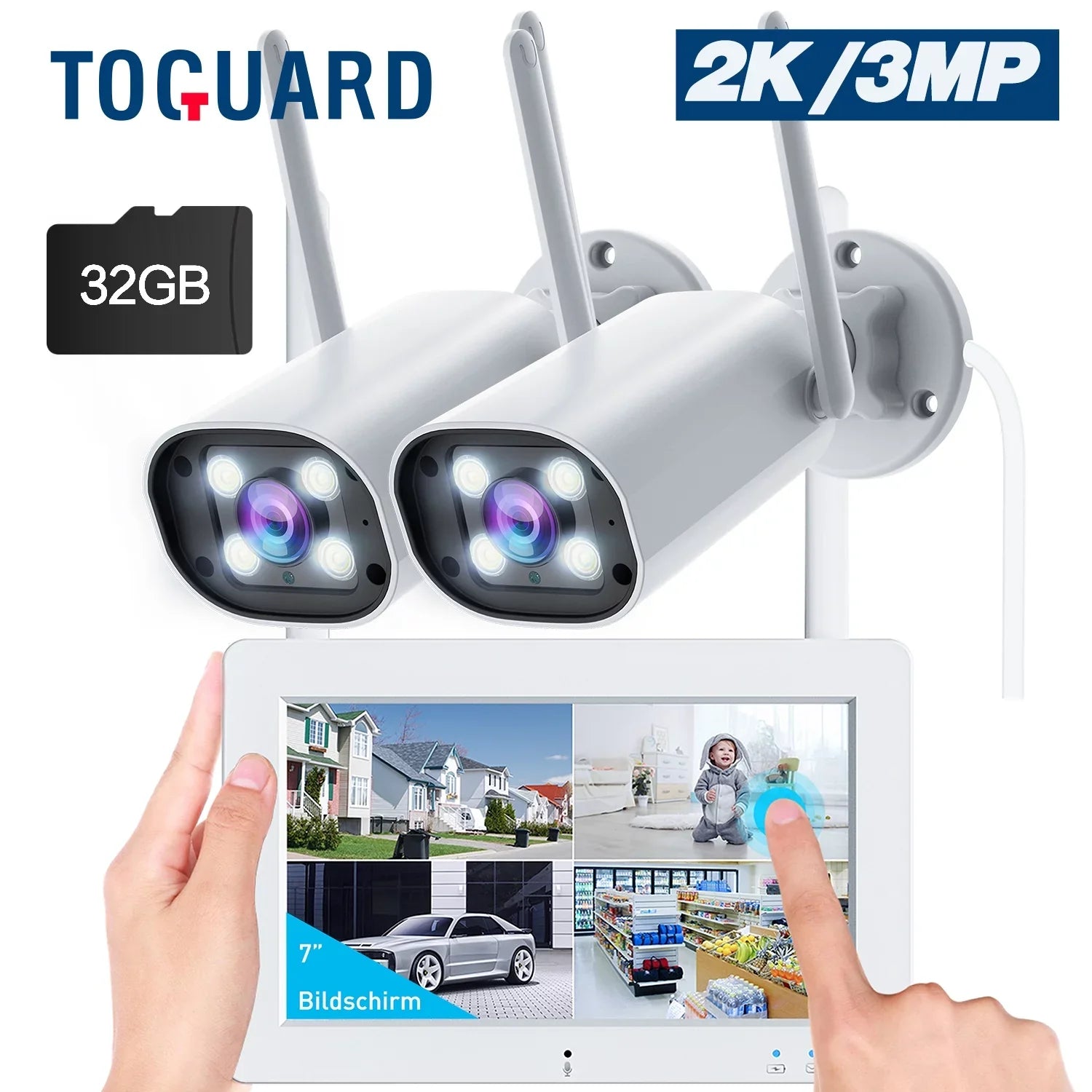 Toguard   Security Camera System 8CH 1080P  4Pc, Waterproof Wi-Fi  Surveillance with Email Alert, Night Vision, Remote Access, Motion Alert & Detection (Only Supports 2.4GHz Wi-Fi)