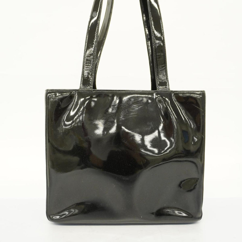 Pre-Owned Chanel Tote Bag Patent Leather Black Champagne Women's (Good)