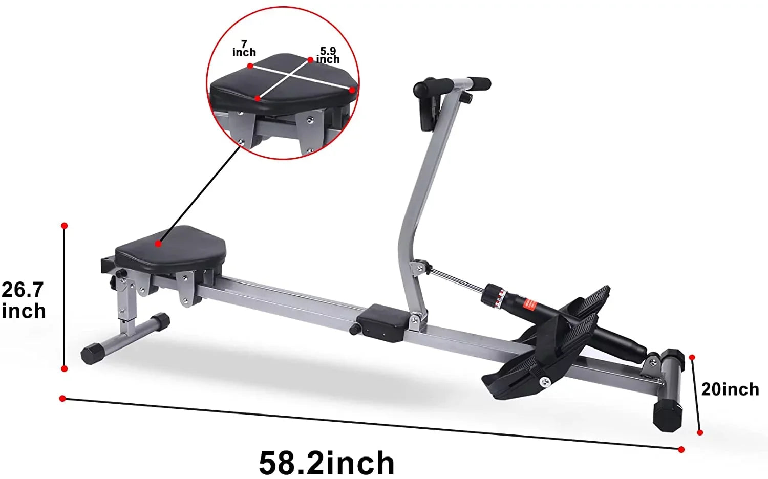 Fitness Rowing Machine Rower Ergometer, Digital Monitor and 260 lbs of Maximum Load, Black