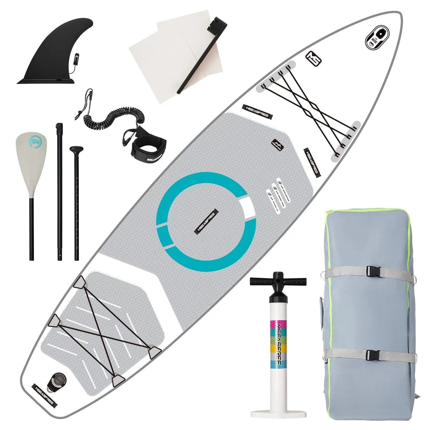 Inflatable Stand Up Paddle Board(6In Thick)with Premium  Accessories & Backpack, Wide Stance, Bottom Fin for Paddling, Paddle, Leash, Surf Control, Non-Slip Deck for Youth & Adult(White)