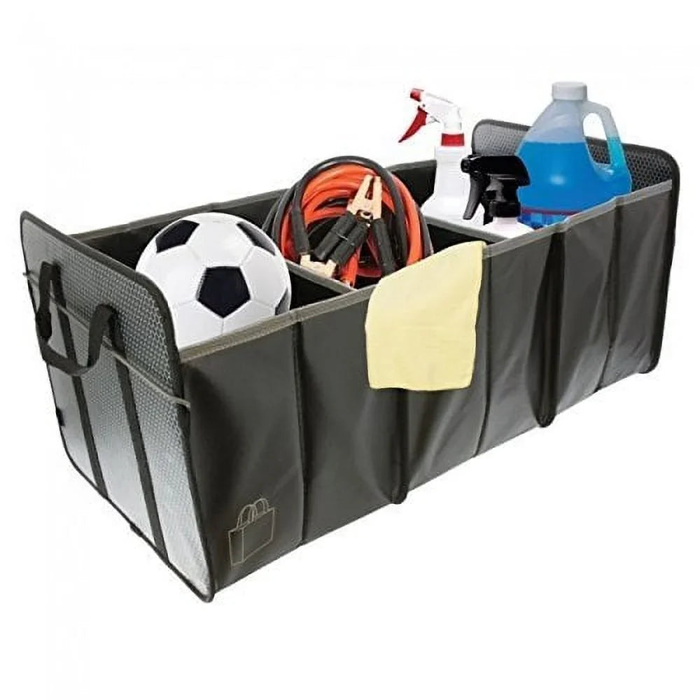 Corvette Trunk Organizer Caddy Collapsible with Crossed Flags Logo : Black