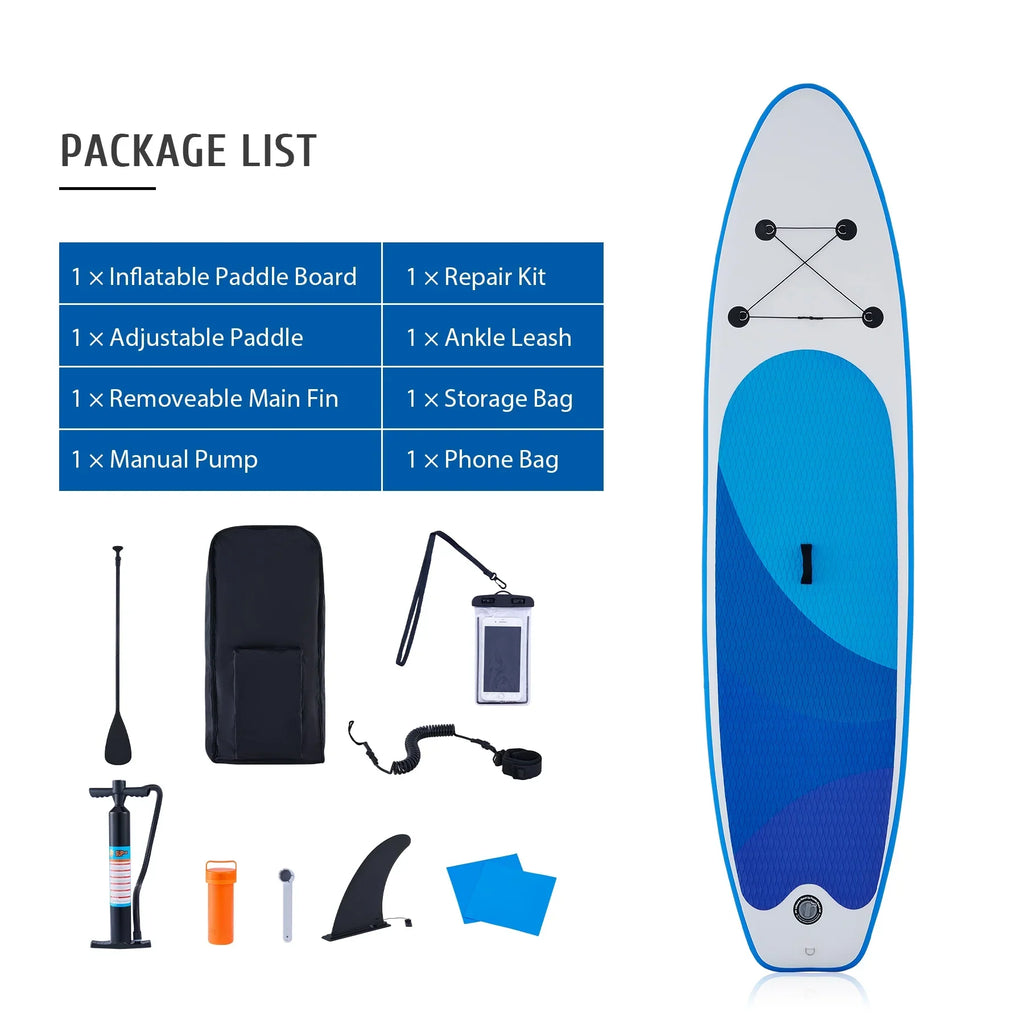 Preenex 10'6" Hybrid Paddle Board for Adults Inflatable  Board w Accessory Set, Blue