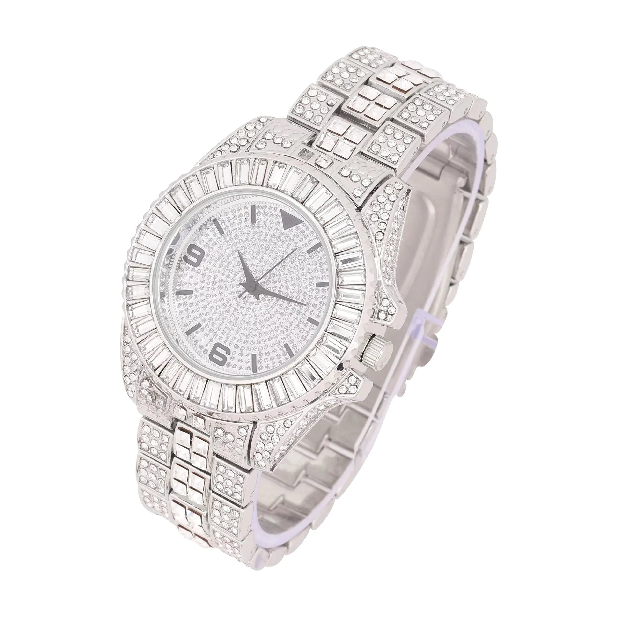 King and Queen Bling'ed Out His and Hers Hip Hop Matching Watch Set - Perfect for Today's Power Couple on Point -  His/Hers (ST10372Slv Silver)