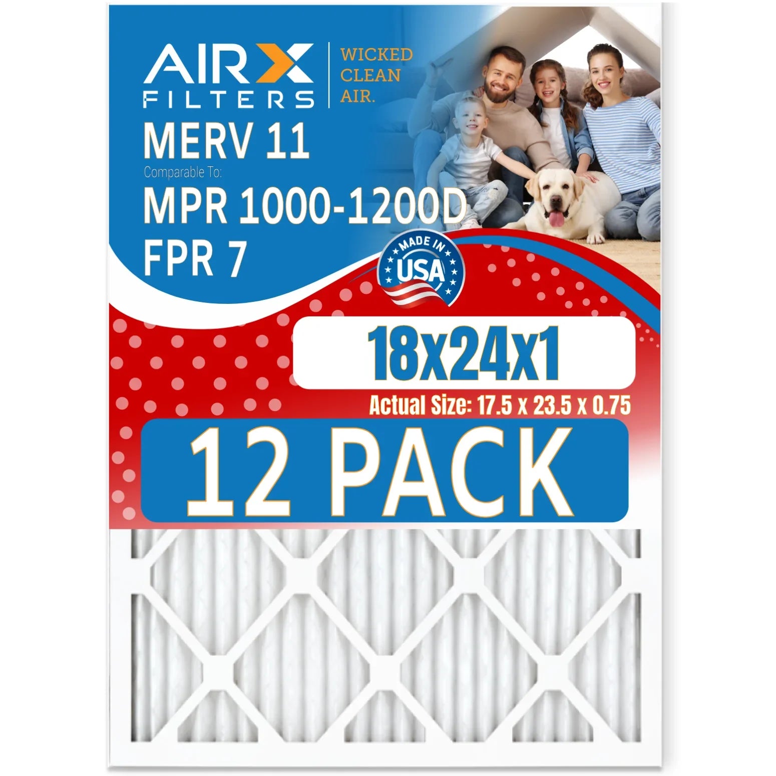 18x24x1 Air Filter  11 Rating, 12 Pack of Furnace Filters Comparable to  1000,  1200 &  7 - Made in  by     .