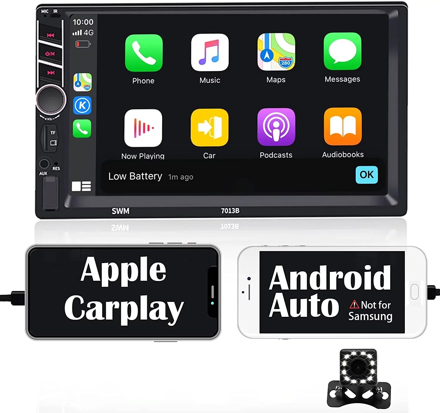Binize 7 inch Car Stereo Radio Compatible with Carplay Android Auto Double Din Touchscreen Bluetooth Head Unit/ Player//,Support Reversing Image Input/Steering Wheel Control//Remote