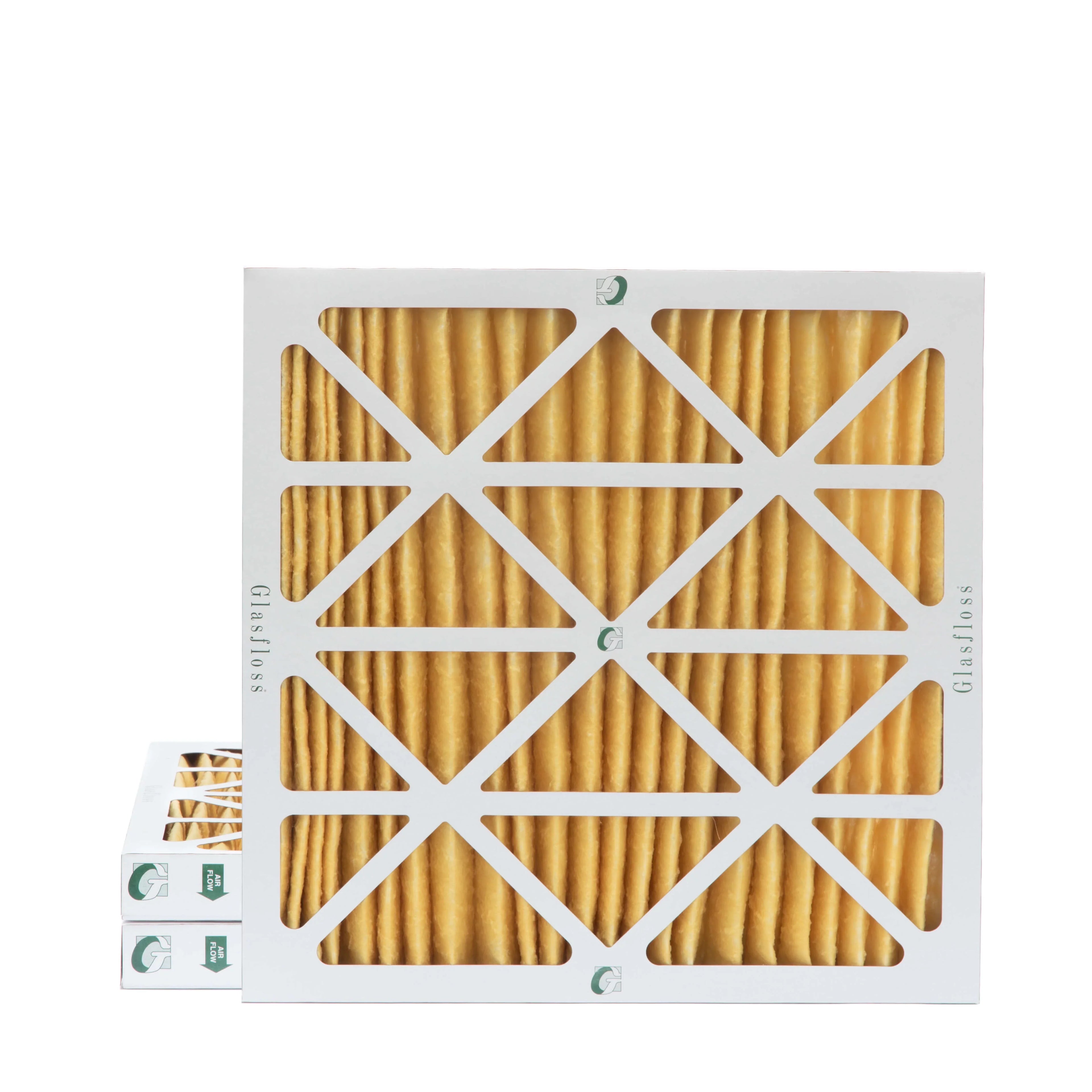3 Pack of 20x20x2  11 Pleated 2" Inch Air Filters by Glasfloss. Actual Size: 19-1/2 x 19-1/2 x 1-3/4