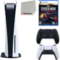 Sony Playstation 5 Disc Version (Sony  Disc) with Midnight Black Extra Controller, Marvel's Spider-Man: Miles Morales Ultimate Launch Edition and Microfiber Cleaning Cloth Bundle