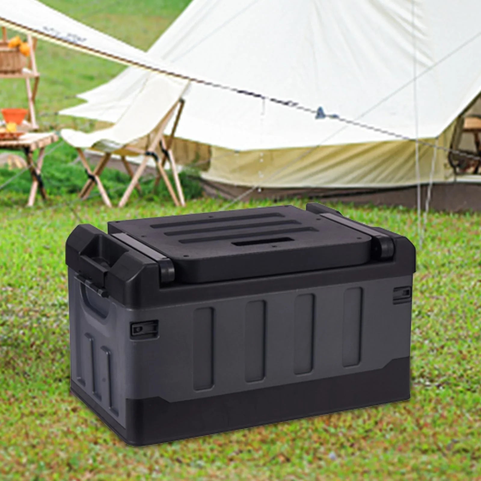 Car Trunk Organizer Crate Car Storage Bins for Sedan Home Office Backpacking Black