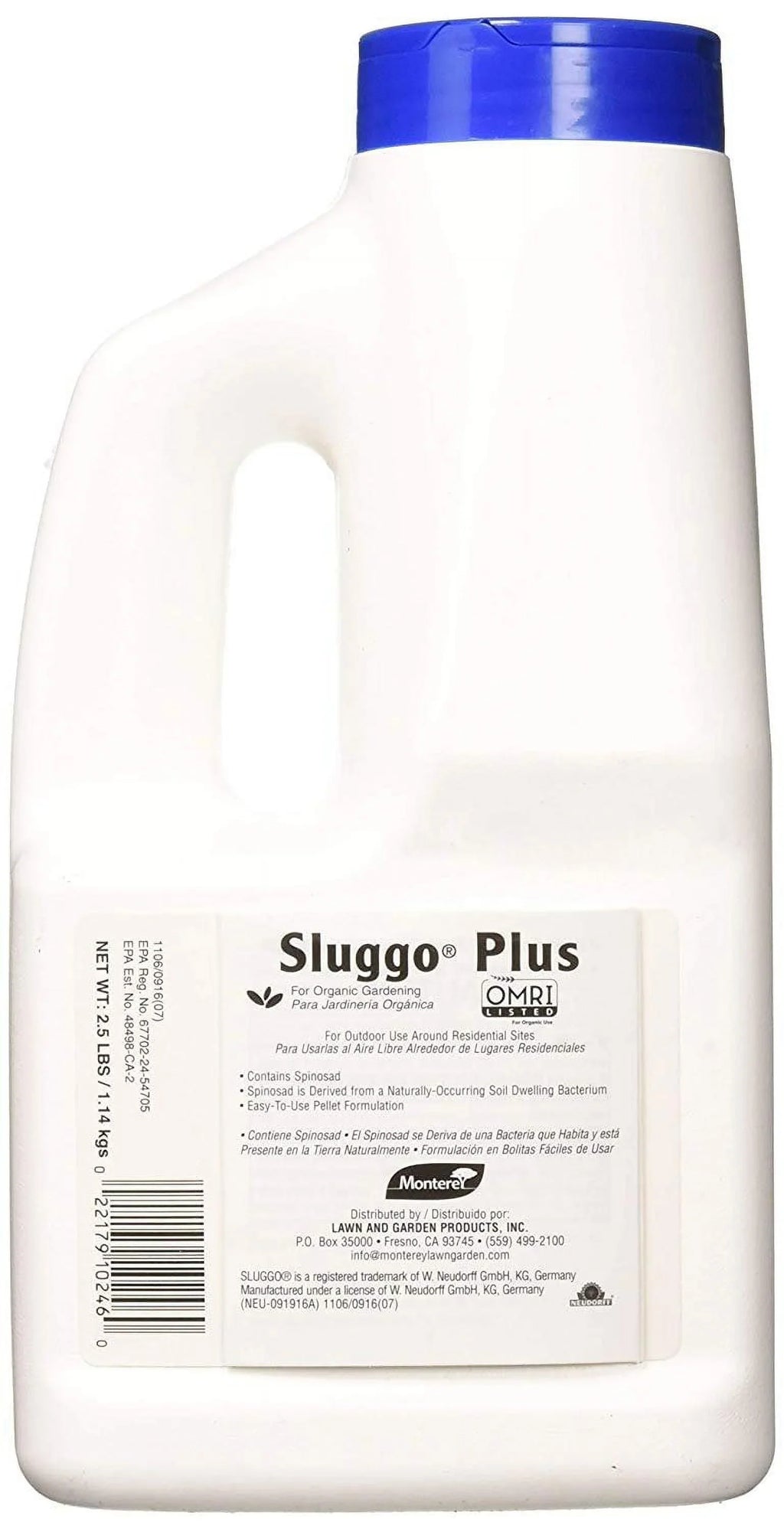 Monterey Sluggo Plus Insect, Slug & Snail Pelets for Organic Gardening, 2.5#