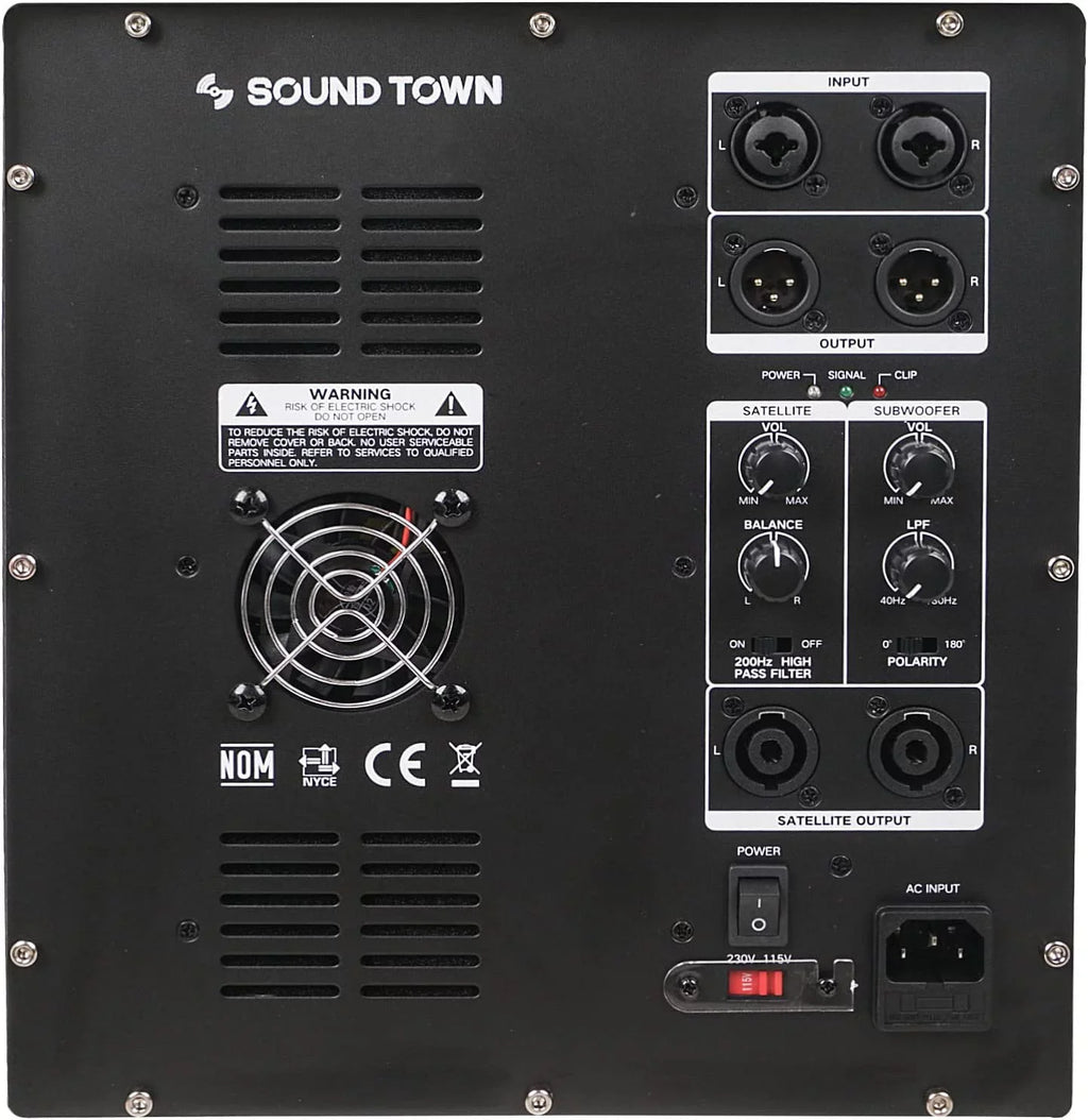Sound Town 1400 Watts 12” Powered   Subwoofer with 2 Speaker Outputs, Folded Horn Design, White for Live Sound, Stage, Church, Lounge, Bar (-12DSWPW)