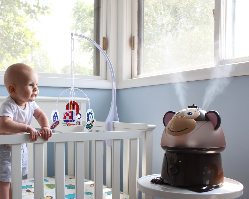 Crane Adorable Ultrasonic Cool Mist Humidifier for Kids, 1 Gallon, 500 Sq Ft Coverage, 24 Hour Run Time - Monkey