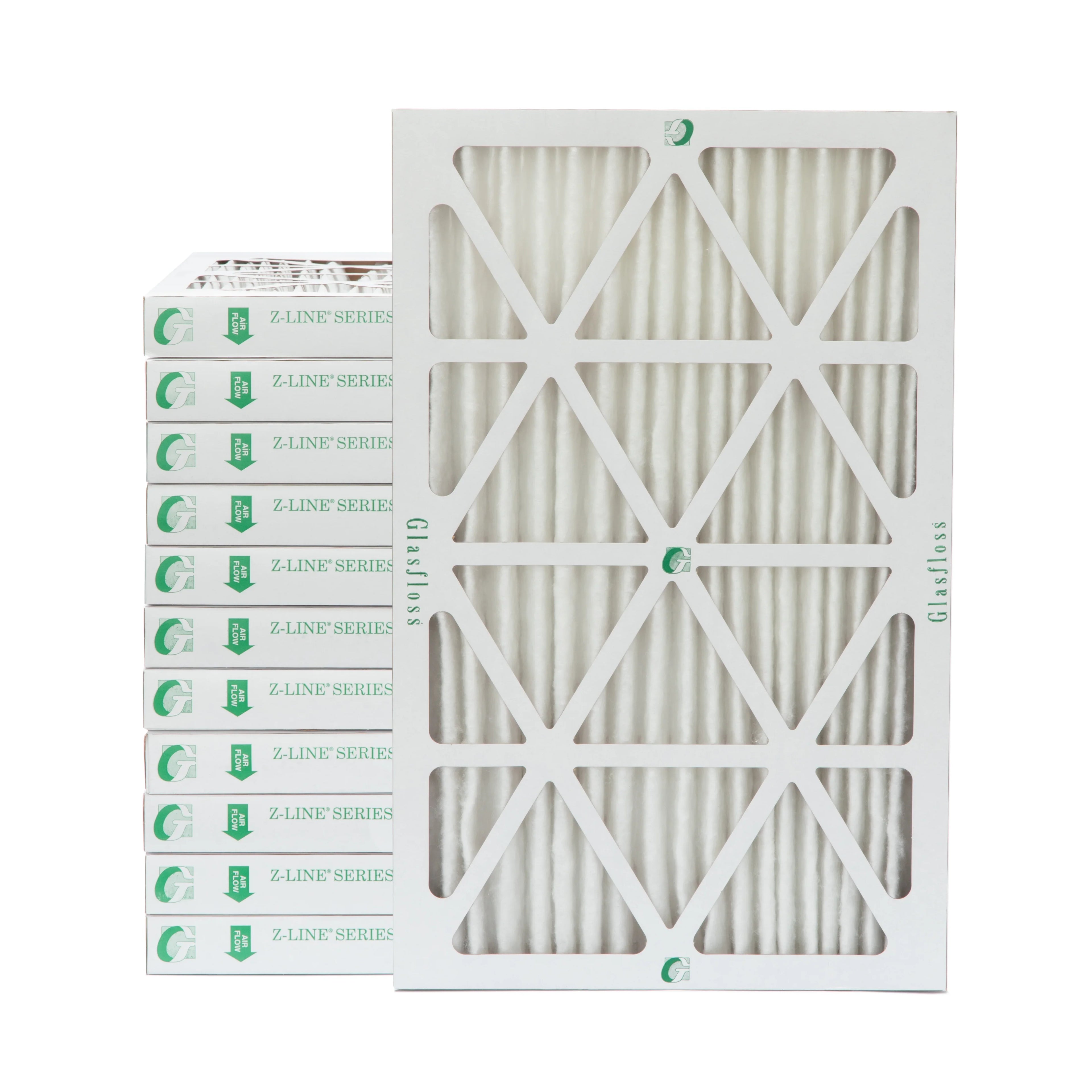 12 Pack of 20x30x2  10 Pleated 2" Inch Air Filters by Glasfloss. Actual Size: 19-5/8 x 29-5/8 x 1-3/4