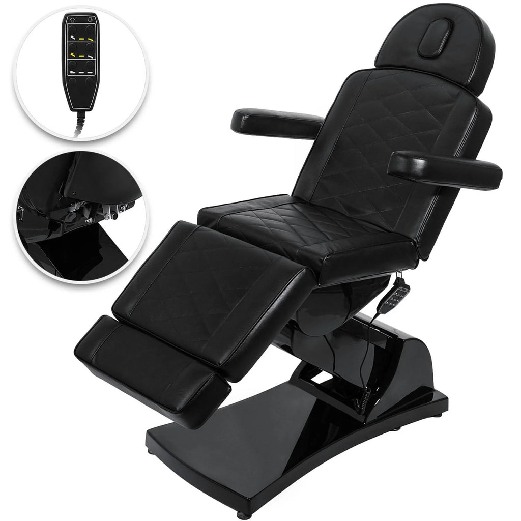 4 Motors Electric Facial Chair Full Electrical Massage Table Dental Bed Aesthetic Adjustable Reclining Chair for Podiatry Tattoo Spa Salon All Purpose Bed Chair (Black)