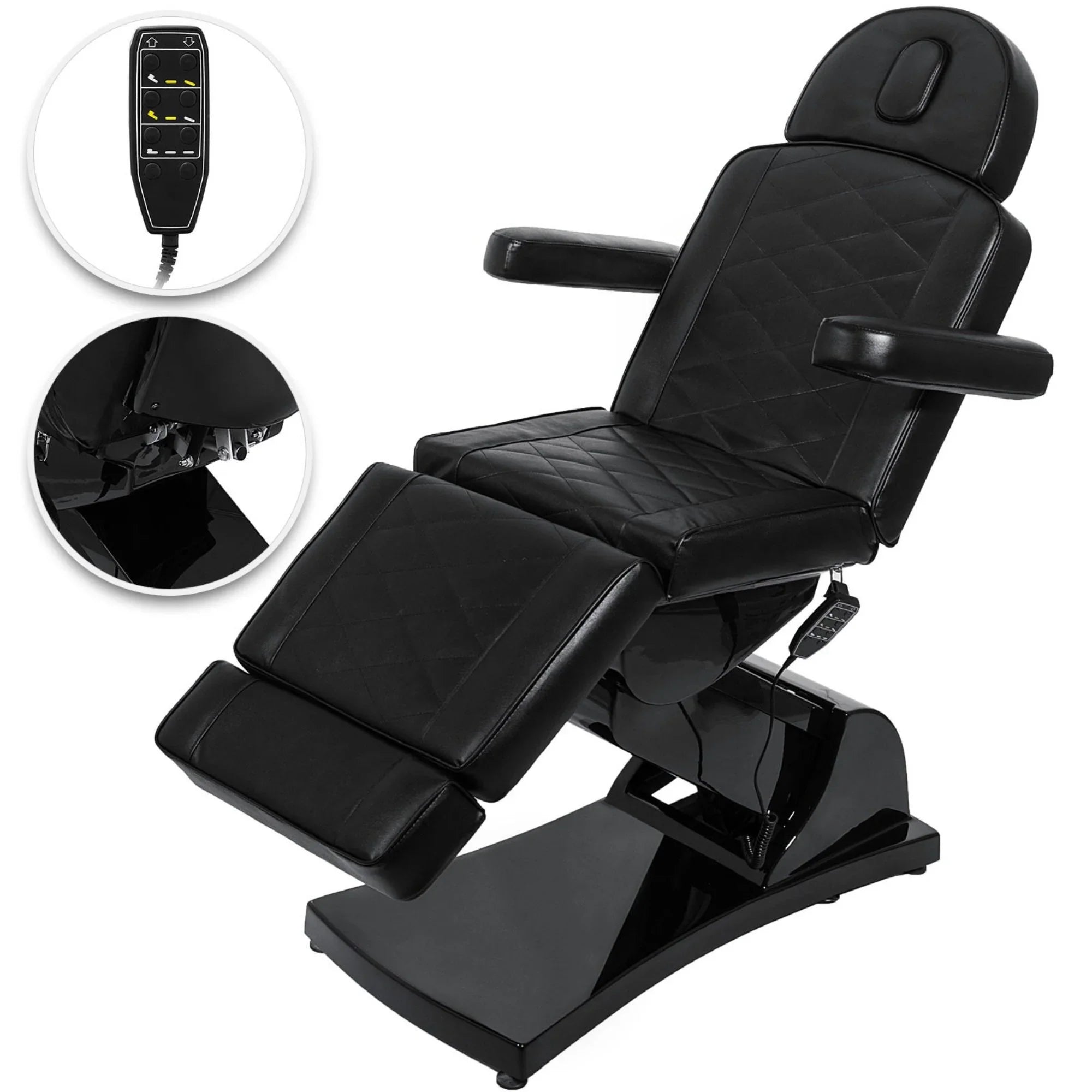 4 Motors Electric Facial Chair Full Electrical Massage Table Dental Bed Aesthetic Adjustable Reclining Chair for Podiatry Tattoo Spa Salon All Purpose Bed Chair (Black)