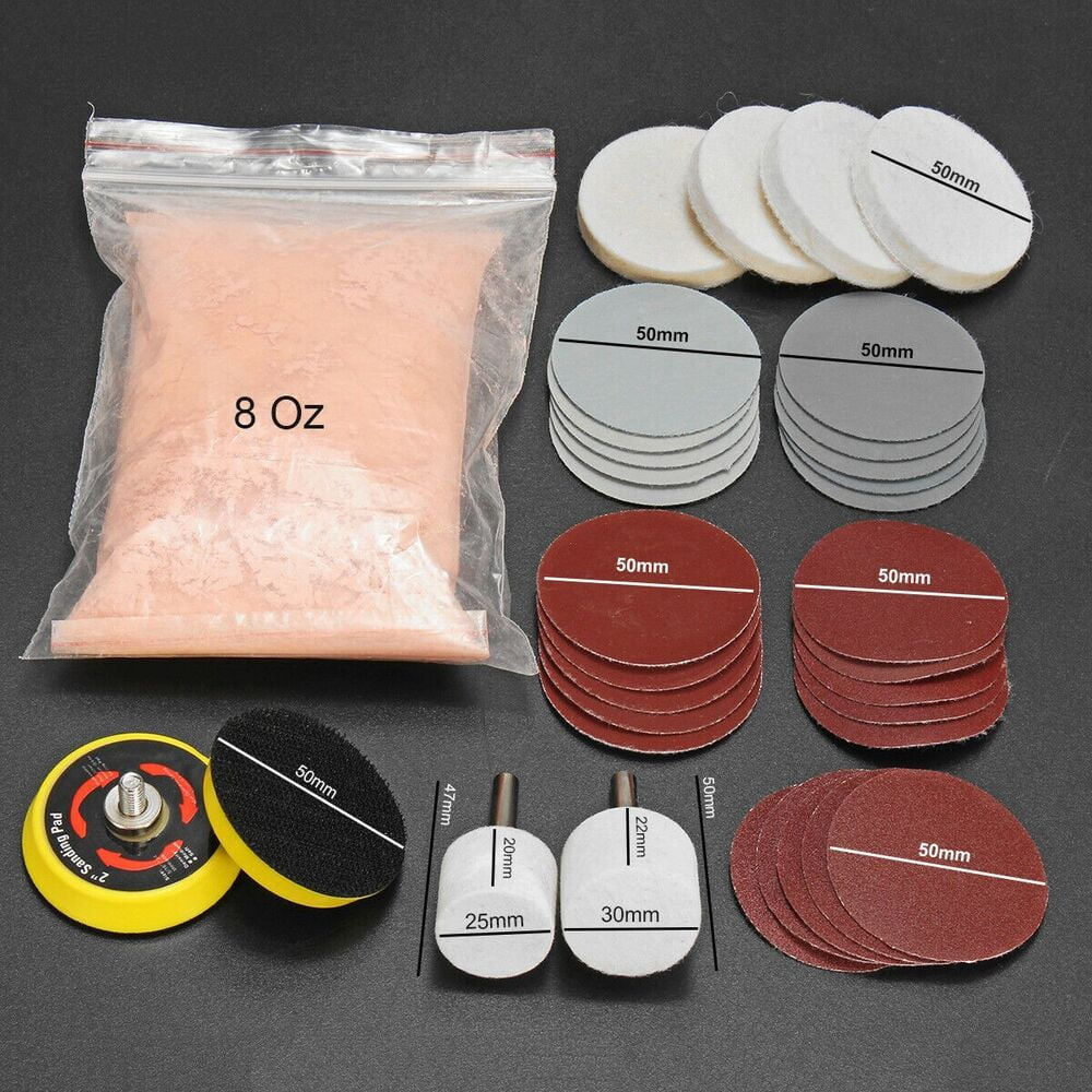 New Deep Scratch Remover,Glass Polishing Kit 8OZ Cerium Oxide & 2 Wheel Pad