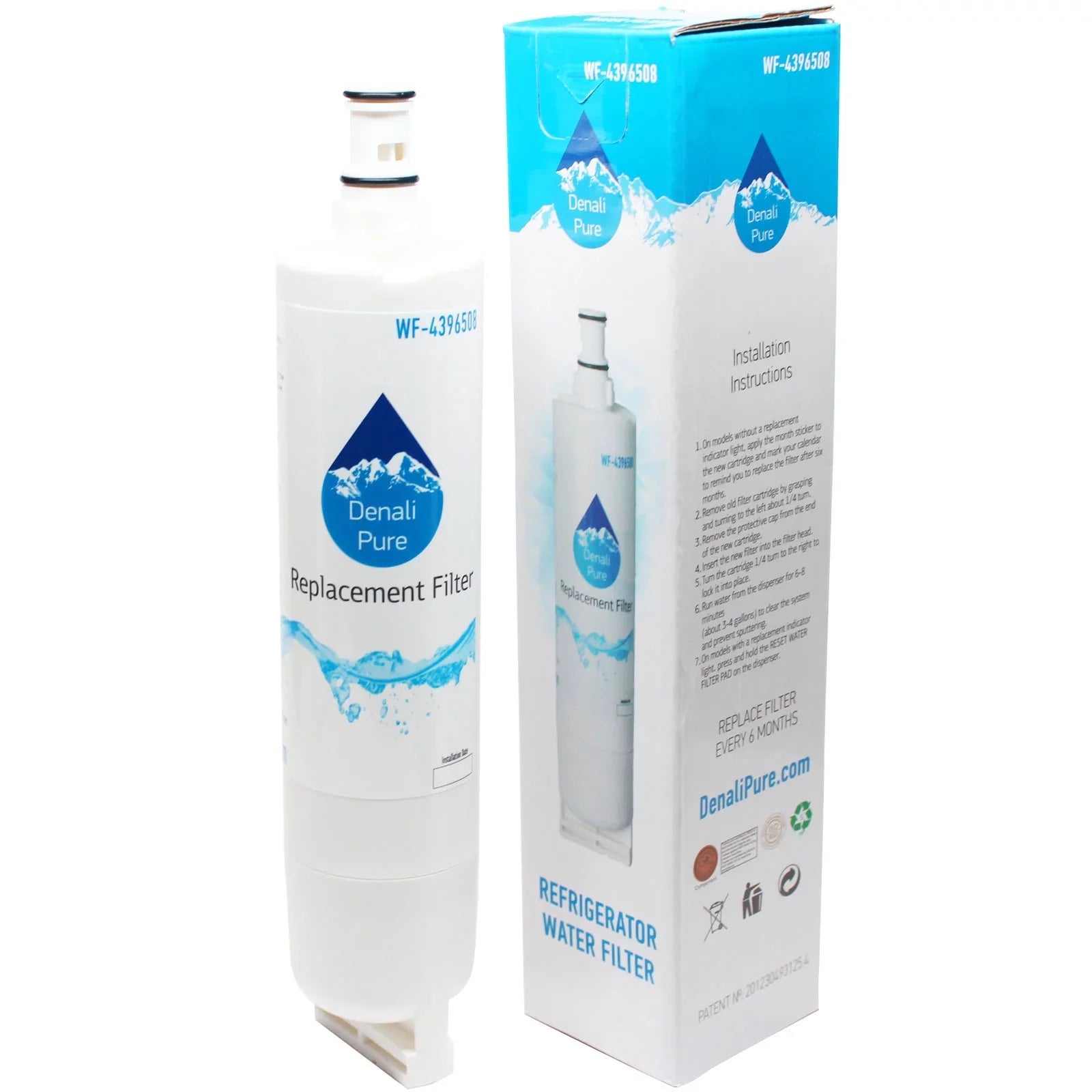 6-Pack Compatible with Whirlpool  Refrigerator Water Filter - Compatible with Whirlpool 4396508, 4396510 Fridge Water Filter Cartridge
