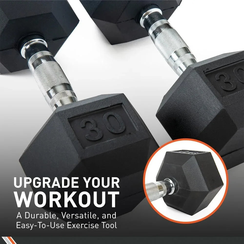Rubber Encased Hex Dumbbell Weigh, Pair – Dumbbells For Exercises – Srengh raining Equipmen – Home Gym Accessories – Weigh raining