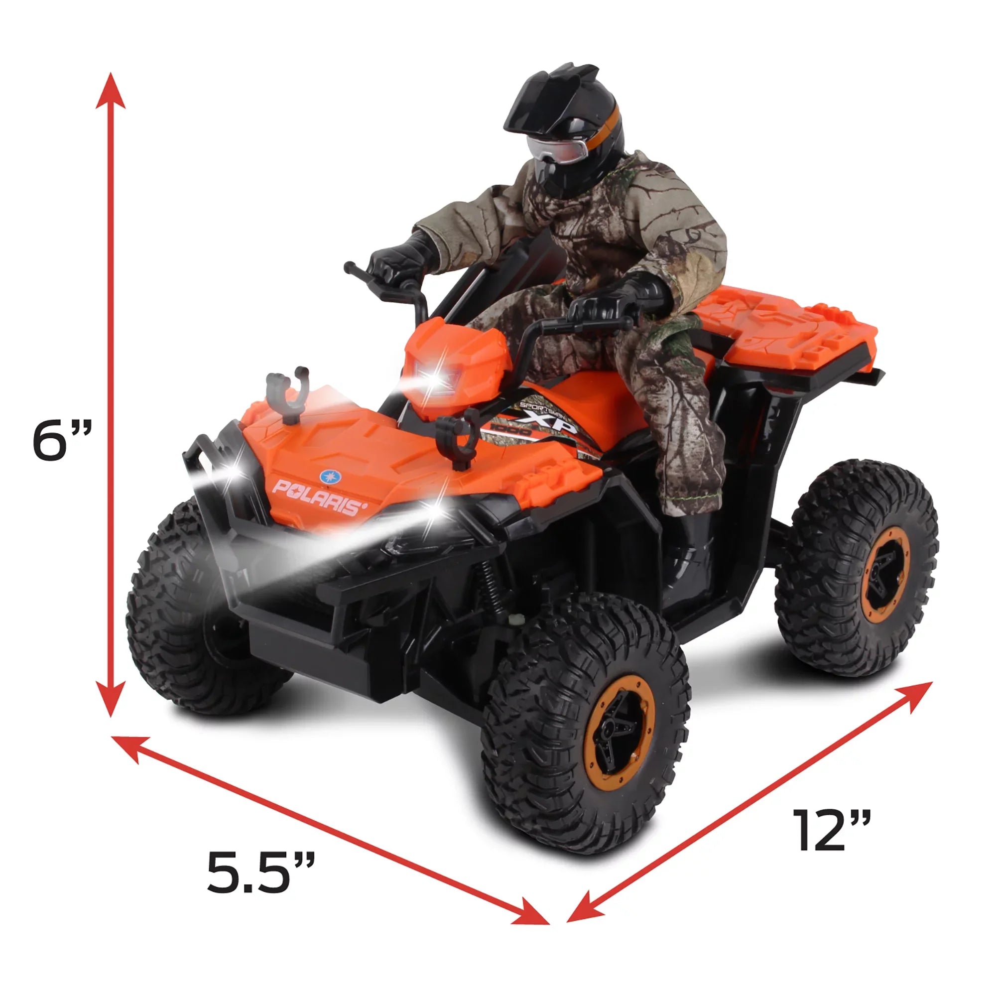RealTree 1:8 Scale Radio Control Polaris Sportsman  - #81433, With Turbo Boost & Rider, 2.4 GHz , RealTree Edge Camouflage, Officially Licensed, Ages 6+