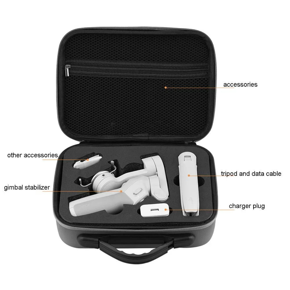 Gray Polyester Storage Case for   4/Osmo Mobile 3 Lightweight, Protective Carry Handle