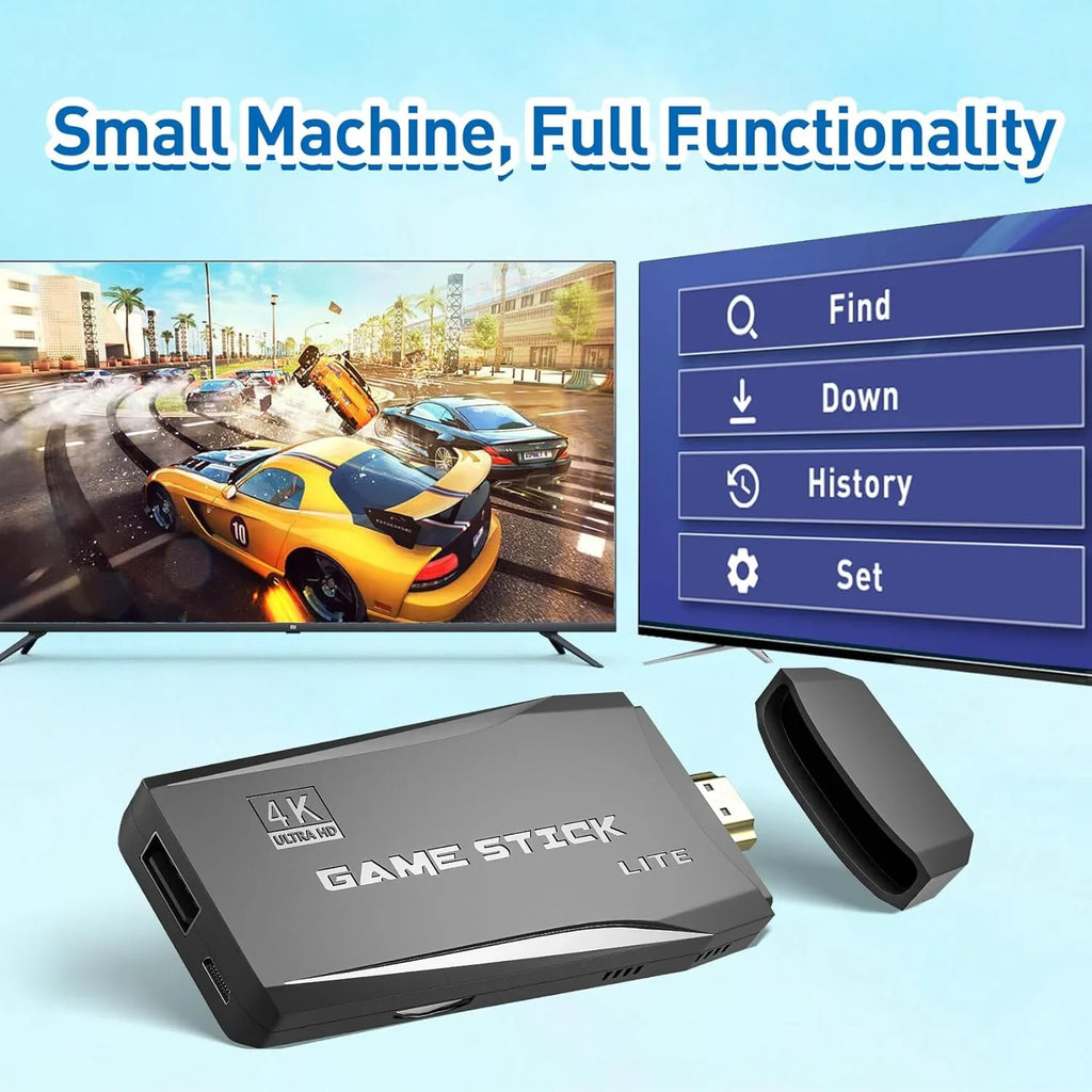 Retro Game Stick Emulator Console - Preloaded 12000+ Classic Retro Games,9 Emulators,Plug and Play Video Games for ,Nostalgia Stick Support 4K  Port,2 Wireless Gamepads(64G)