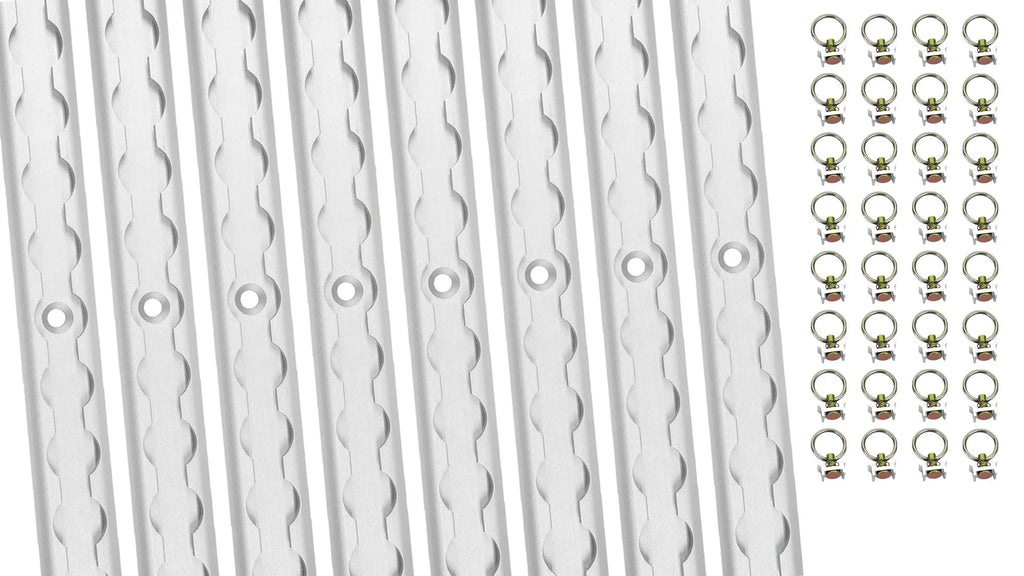 Heavy Duty Aluminum 4ft -Track (8 Pcs) w/ -Track Stud Stainless Steel Ring (32 Pcs) Tie Down System for Enclosed Trailers and Cargo Vans