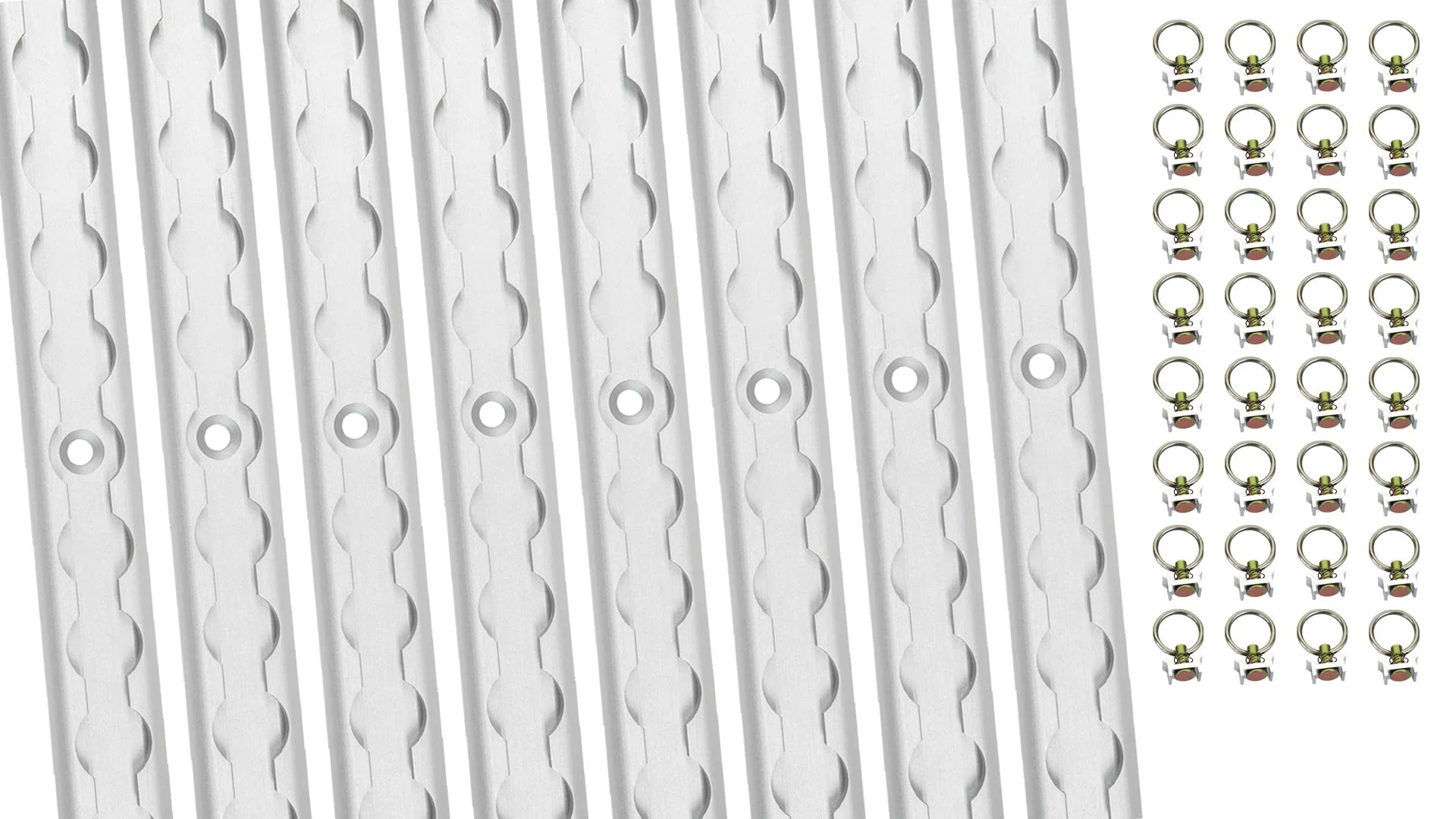 Heavy Duty Aluminum 4ft -Track (8 Pcs) w/ -Track Stud Stainless Steel Ring (32 Pcs) Tie Down System for Enclosed Trailers and Cargo Vans