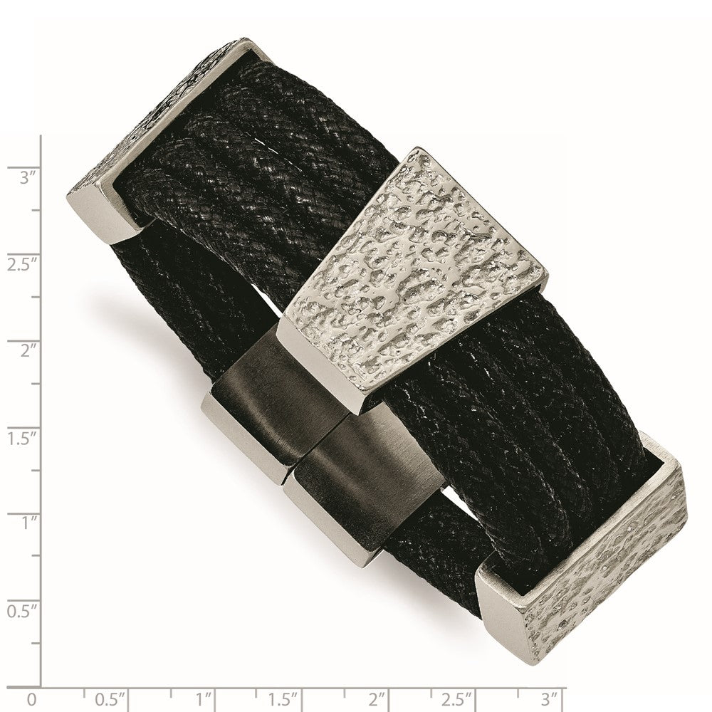 Stainless Steel Bracelet Fancy mm 8 in Textured and Polished Multi-strand Cord