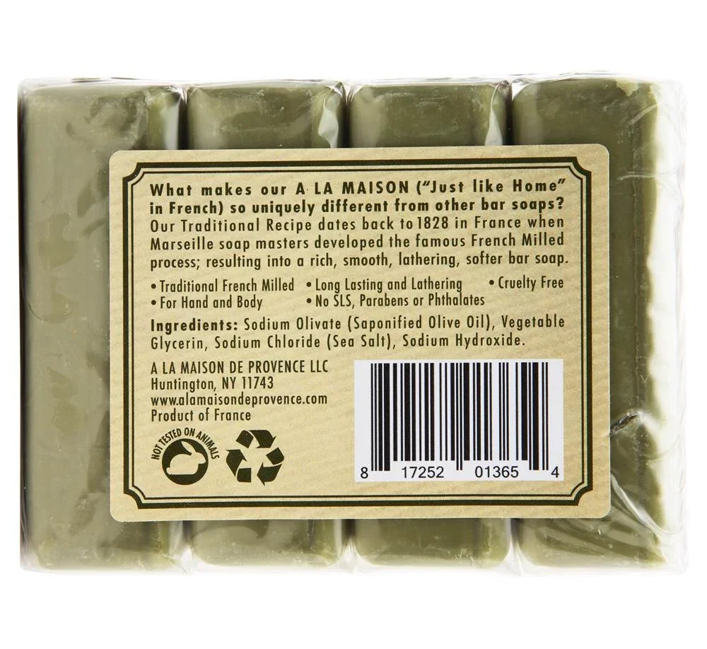 La Maison De Provence Unsc ented Olive  il Hand and Body Bar So ap, 3.5 Ounce - 4 count per pack -- 1 each.