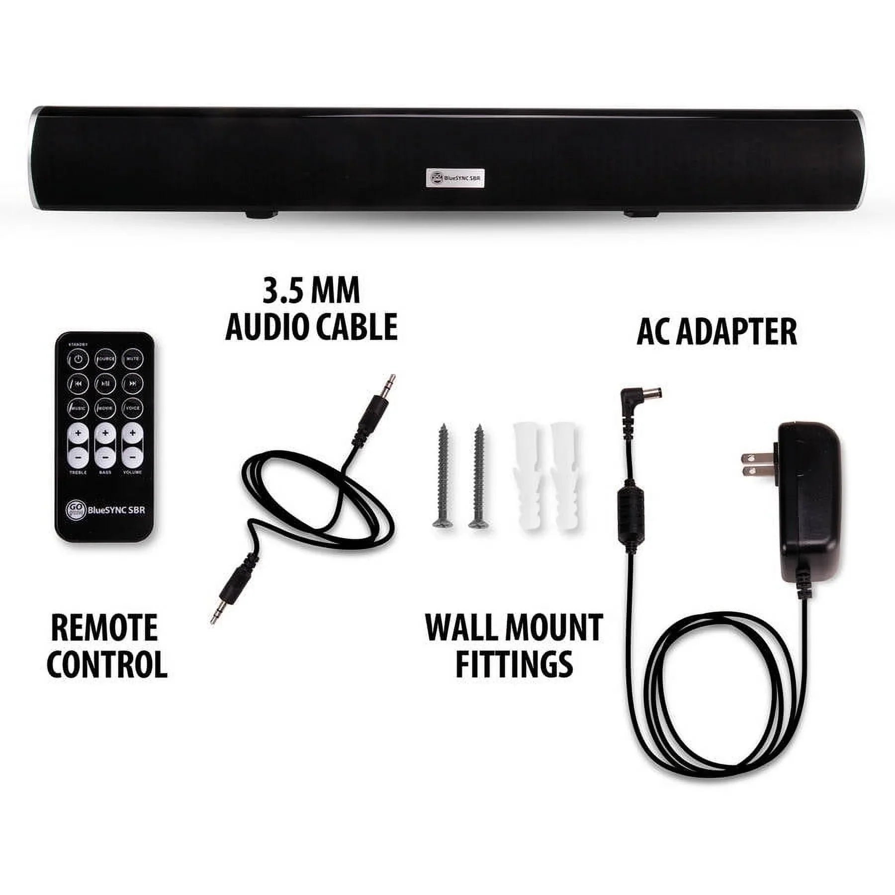 GOgroove Bluetooth 2.1 Sound Bar Home Theater Speaker with Internal Subwoofer & Wall Mounting Kit - Works With  , Samsung ,  , Sony and More  , 4K , & Smart TVs