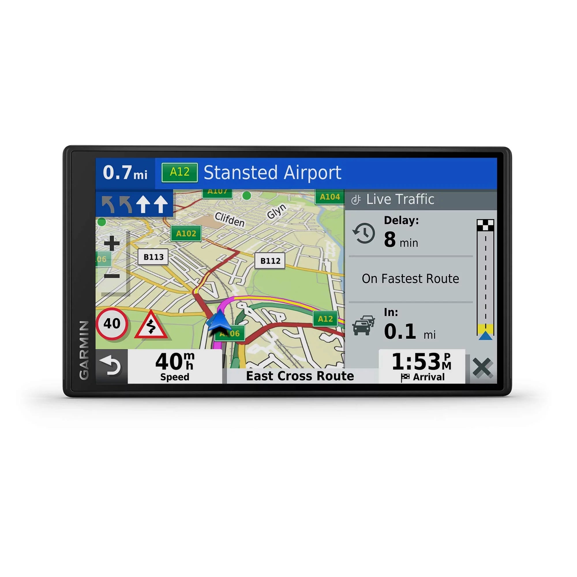 Garmin DriveSmart 55 Mt- 5.5 inch Sat Nav with Edge to Edge Display, Map Updates for , Ireland and Full Europe, Digital Traffic, Bluetooth Hands-Free Calling, Voice Commands and Smart Features