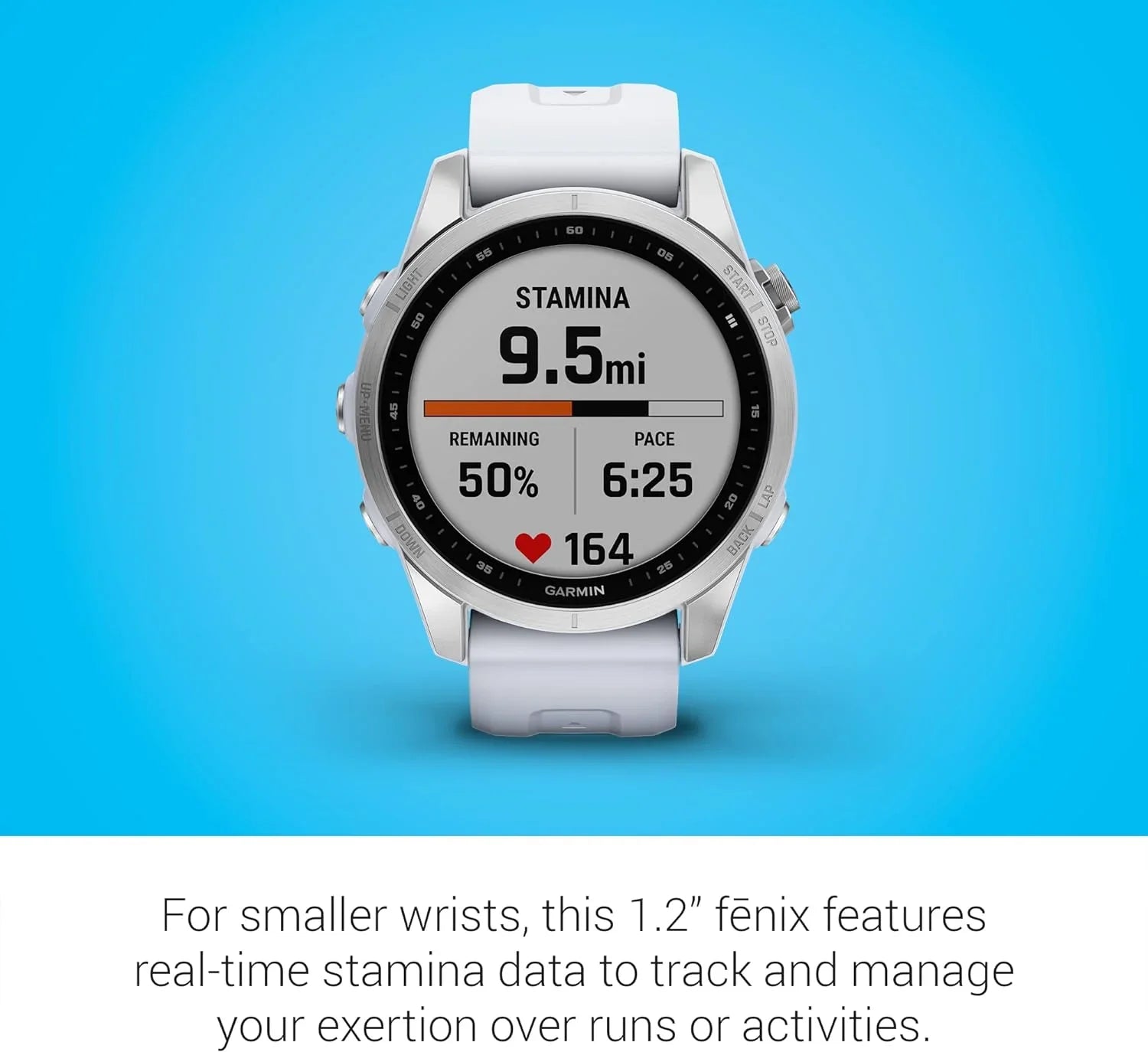 Garmin Fenix 7S, Smaller Sized Adventure Smartwatch, Silver with Whitestone (Refurbished)