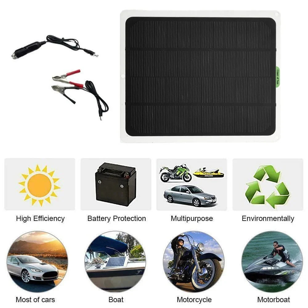 occkic 20W 12V/5V Monocrystalline Charging Flexible Solar Panels with Battery Clips for Cars  Yachting Charger Outdoor Charger