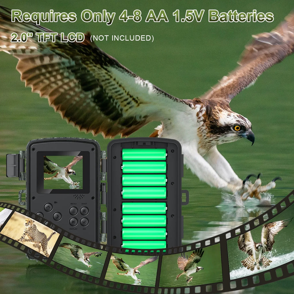 Wifi Trail Camera, 48MP 1080P Trail Cameras with Night Vision Motion Activated Waterproof, 120° Wide Angel 2.0"  Game Camera for Hunting Home Security