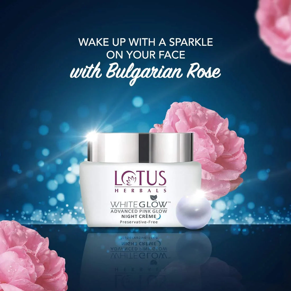 Lotus Herbals Whiteglow Advanced Pink Glow Night Cream| For All Skin Types | 50g