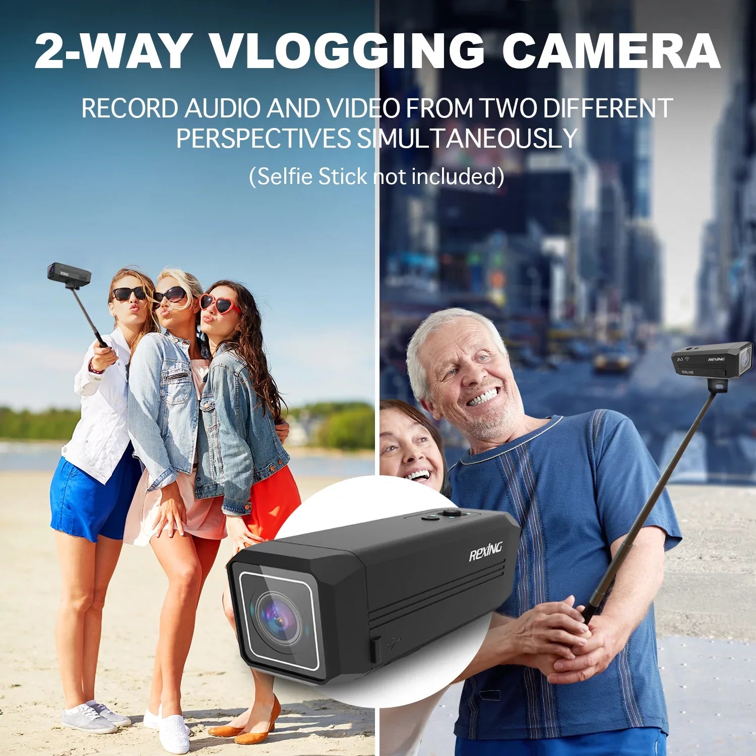 Rexing  Two Way Action Camera Front & Back 1080p@30fps with Wi-Fi Connect