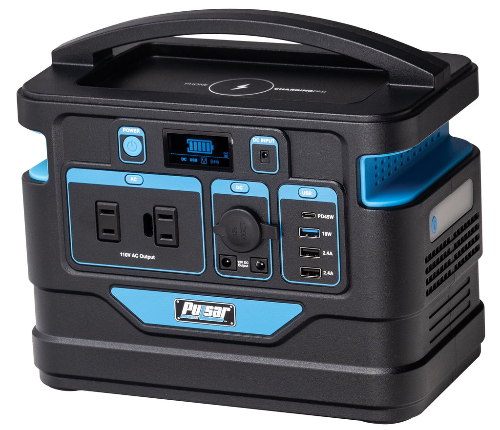 Pulsar 500 Watt Lithium-Ion Portable Power Station with  Display and Wireless Charging Pad (518Wh Capacity)