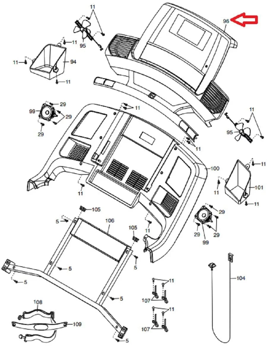 Icon Health & Fitness, Inc. Display Console Assembly  366384 Works  Nordic-Track Commercial 1750 Treadmill