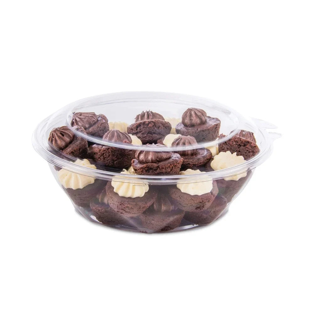 Dart Tamper-Resistant, Tamper-Evident Bowls with Dome Lid, 48 oz, 8.9 Diameter x 3.4h, Clear, Plastic, 100/Carton