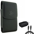 6ft - Cable  Type- 25W Fast Home Charger w Holster Leather Case Belt Clip for  Stylo 4 Plus, Harmony 4 - Lively Jitterbug Smart3 - Motorola One Zoom, Moto   Play  Play