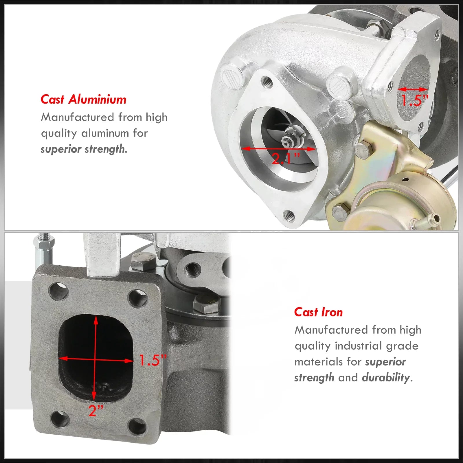 Distributors   Hybrid Turbo Charger Oil & Water Cooled Turbocharger + Wastegate 0.86 / Turbine 0.60  Compressor Ball Bearing 5-Bolt Outlet Flange Compatible/Replacement For Universal Car