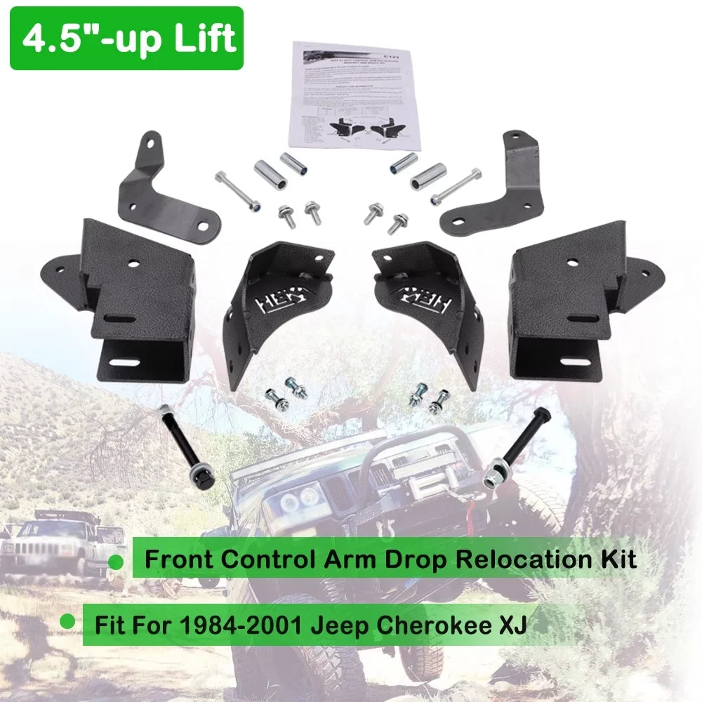 4.5"up lift Front Control Arm Drop Relocation Kit For 1984-2001 Jeep Cherokee